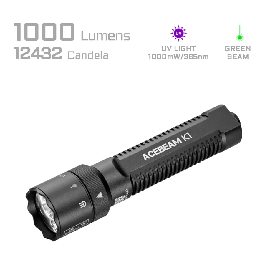 Lommelykt  K1 EDC Flashlight with Three Light Sources