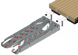JETPORT Plus, JETPORT Max och Rotodock mellanbeslag för montering mot flytbrygga