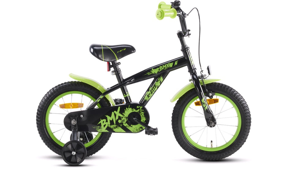Barnesykkel 14" BMX-design svart/grønn