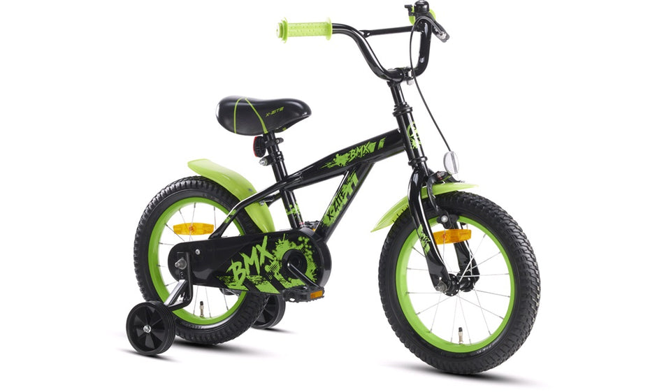 Barnesykkel 14" BMX-design svart/grønn