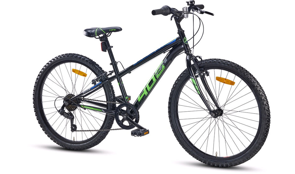 Junior Sykkel 24" MTB 406 svart/blå/grønn 6-gear