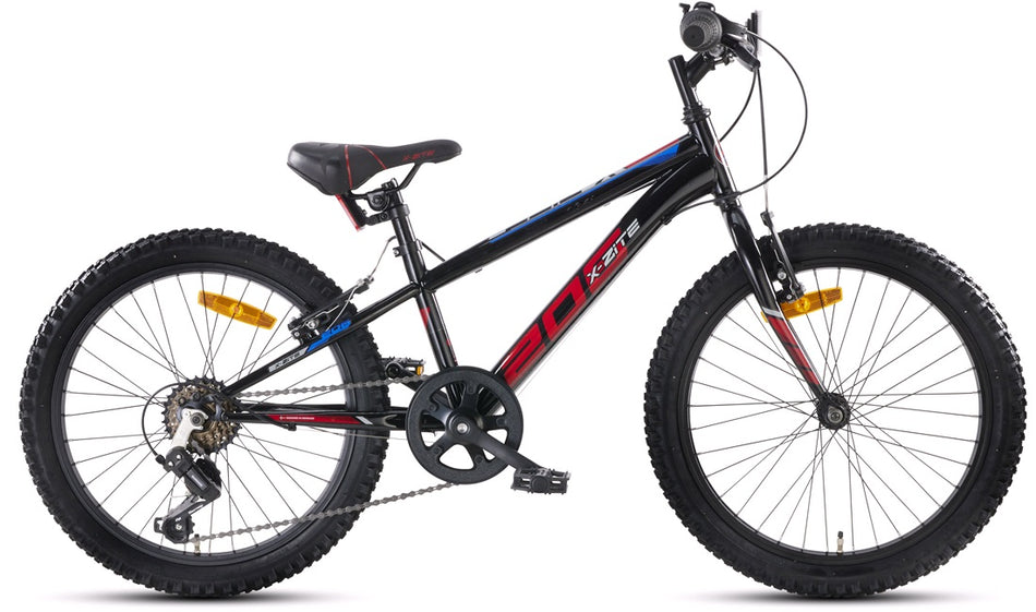 Juniorsykkel 20" MTB 206 svart/blå/rød 6-gear