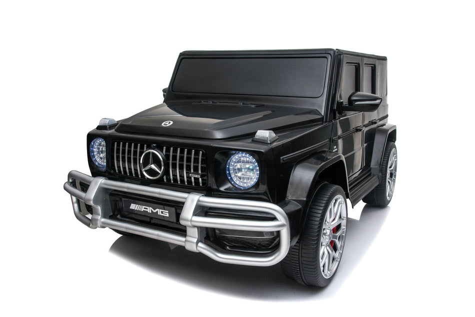 Barnebil Mercedes G63 AMG Exclusive el bil skinnseter 2 seter gummihjul