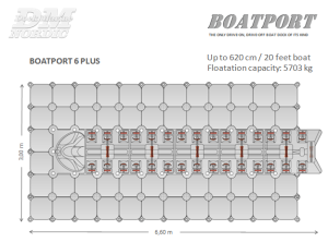 BoatPort 6 Plus, grå, 660cm x 300cm, flytekapasitet 5703kg