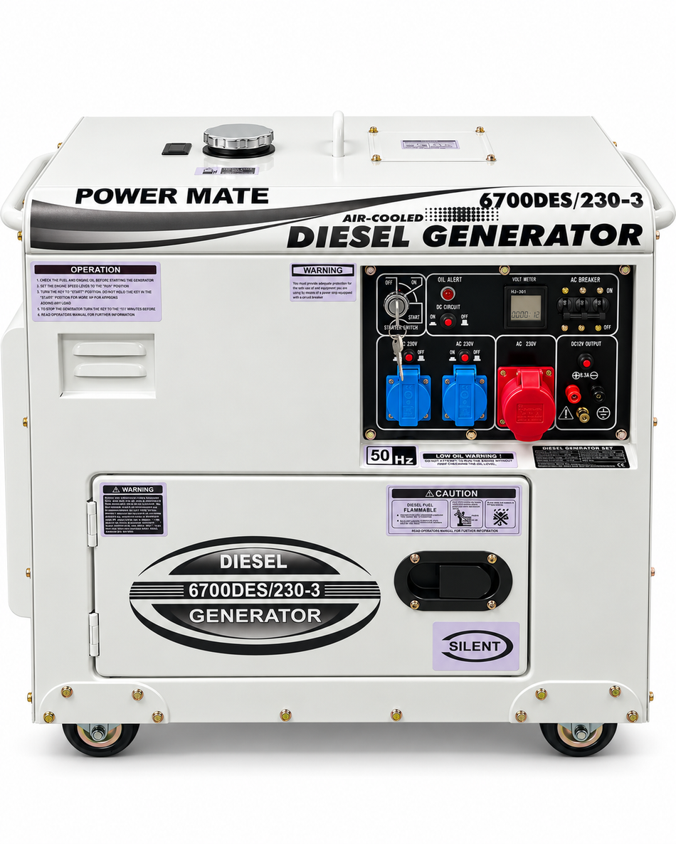 Strømaggregat diesel 1&3 fase 230V PM 6700