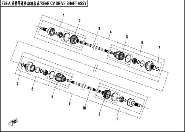 F28-1 Bakre CV Drivaksel