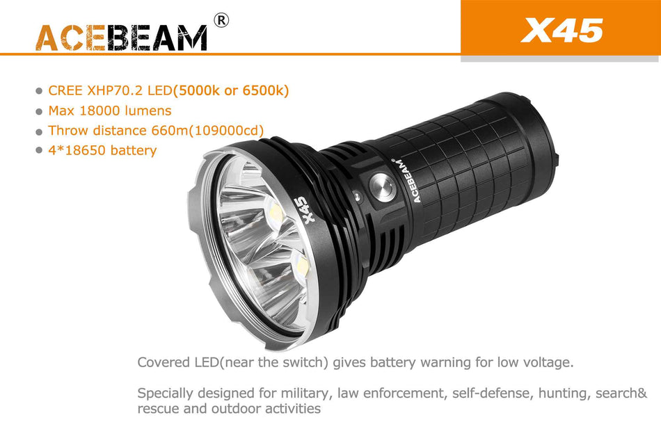 Lommelykt X45 - 18000 Lumen