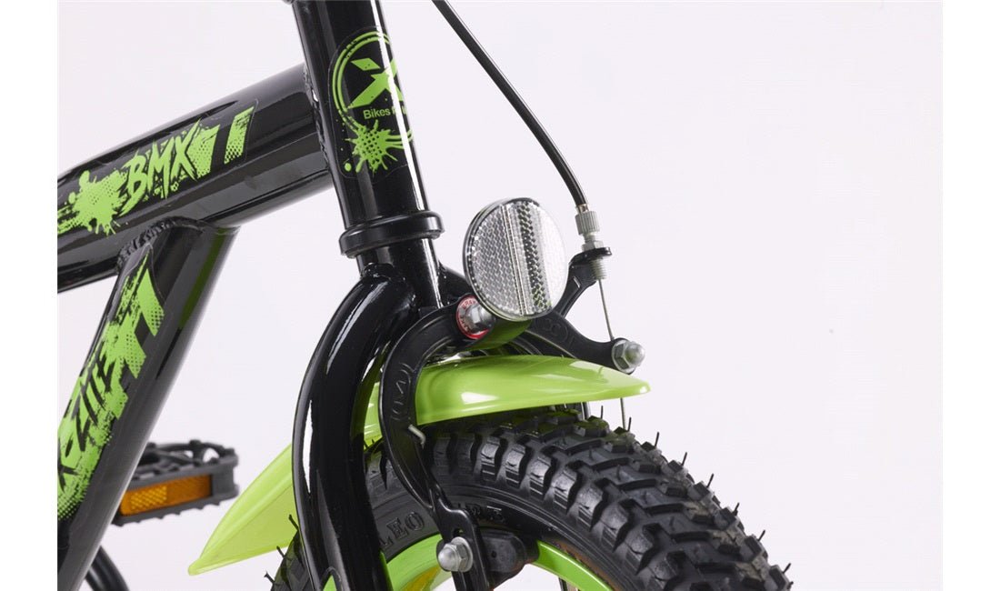 Barnesykkel 14" BMX - design svart/grønn - RX Sport