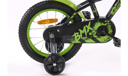 Barnesykkel 14" BMX - design svart/grønn - RX Sport