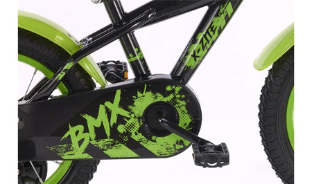 Barnesykkel 14" BMX - design svart/grønn - RX Sport