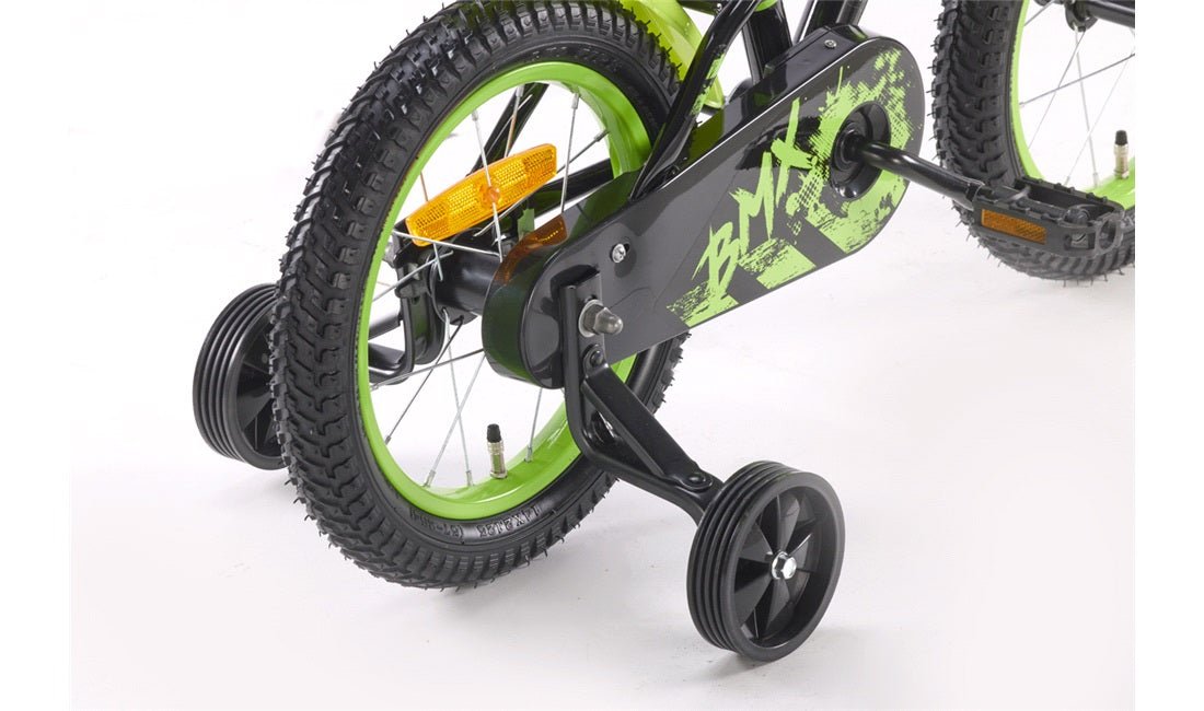 Barnesykkel 14" BMX - design svart/grønn - RX Sport