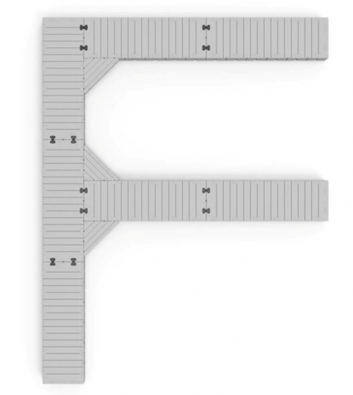 Marinabrygge Rotodock 9x1 meter med 2 vinger 6x1 meter, flytekapasitet 6.300kg
