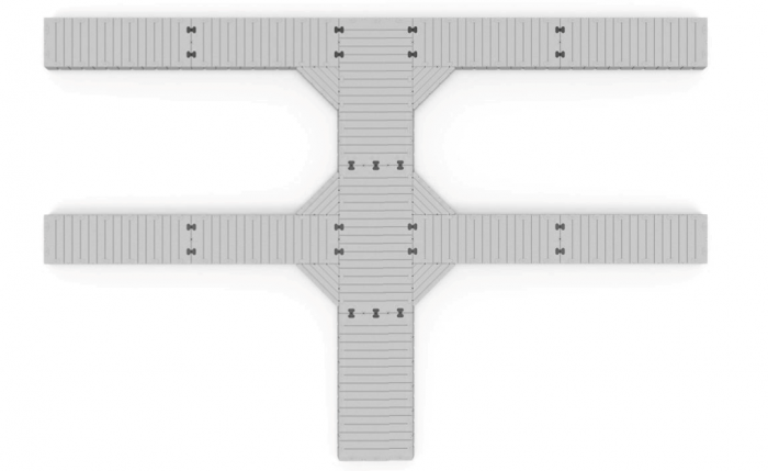 Marinabrygge Rotodock 9x1,5 meter m/4 vinger 6x1 meter, flytekapasitet 11.250kg