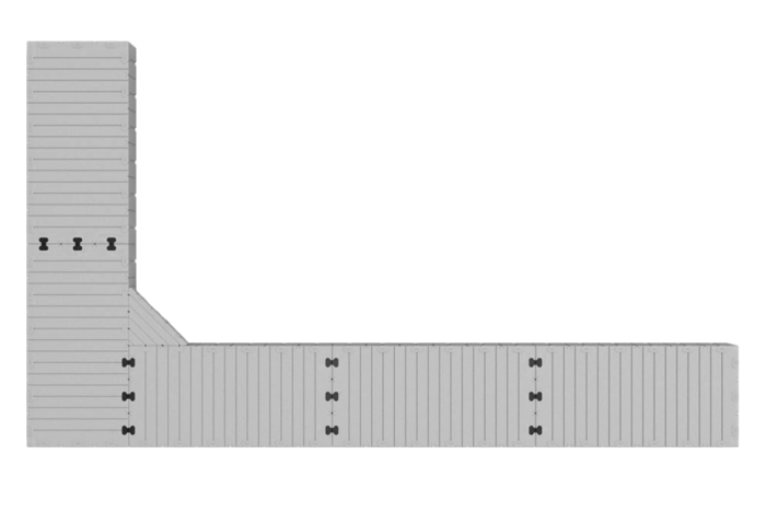 Marinabrygge Rotodock L-form 10,5x1,5 meter og 6x1,5 meter, flytekapasitet 6.750kg