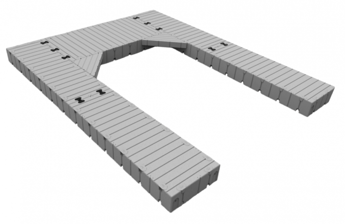 Marinabrygge Rotodock U-form 6x1 meter og 5x1,5 meter, flytekapasitet 4.950kg