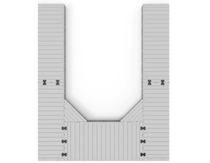 Marinabrygge Rotodock U-form 6x1 meter og 5x1,5 meter, flytekapasitet 4.950kg