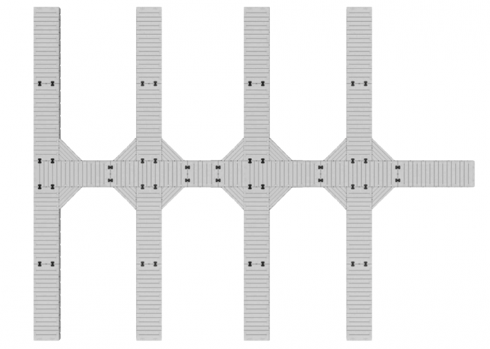 Marinabrygge Rotodock 16x1,5 meter m/8 vinger 6x1 meter, flytekapasitet