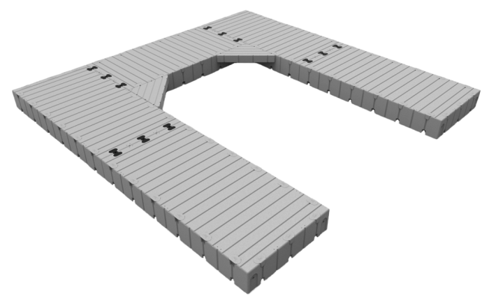 Marinabrygge Rotodock U-form 6x1,5 meter og 6x1,5 meter, flytekapasitet 6.750kg