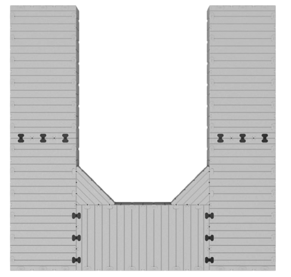 Marinabrygge Rotodock U-form 6x1,5 meter og 6x1,5 meter, flytekapasitet 6.750kg