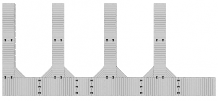 Marinabryggae Rotodock 16x1,5 meter m/4 vingar 6x1 meter, flytekapasitet 14.400 kg