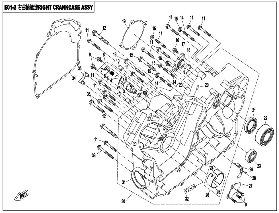 CF800-2_2015, RIGHT CRANKCASE ASSY - (IP)